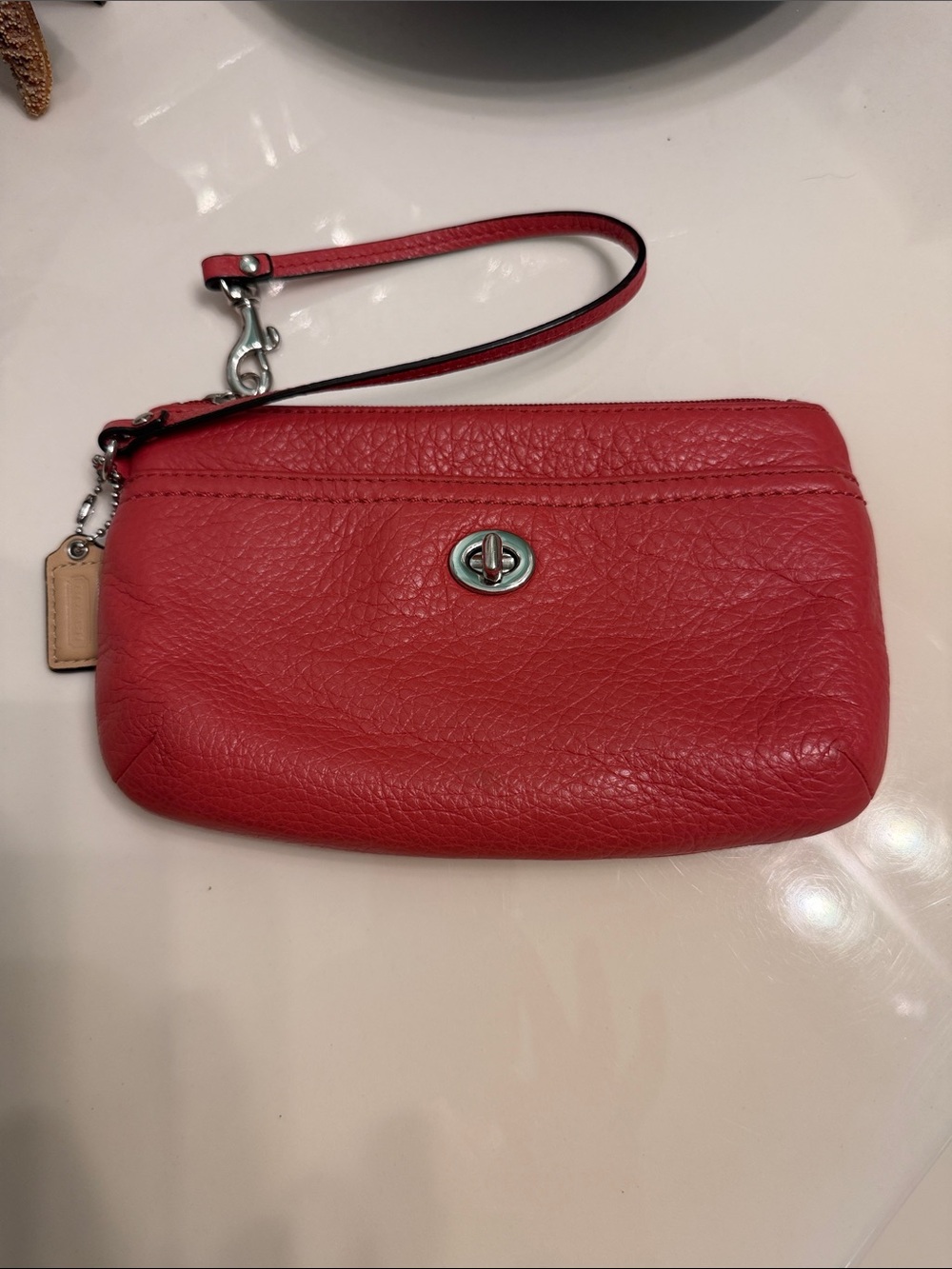 Coach Red Leather Wristlet Clutch